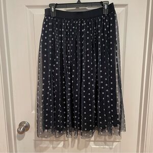 Navy Blue and White Polka Dot Skirt Size Medium M EUC